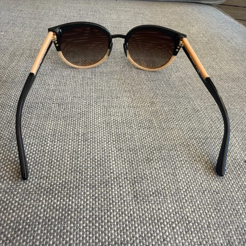 NWOT Tory Burch Panama Sunglasses Black Cream - Picture 3 of 12